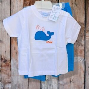 New 9 mo Agabang Shorts 2Piece Set Whale Tee Baby Boy Boys Toddler Whales Babies